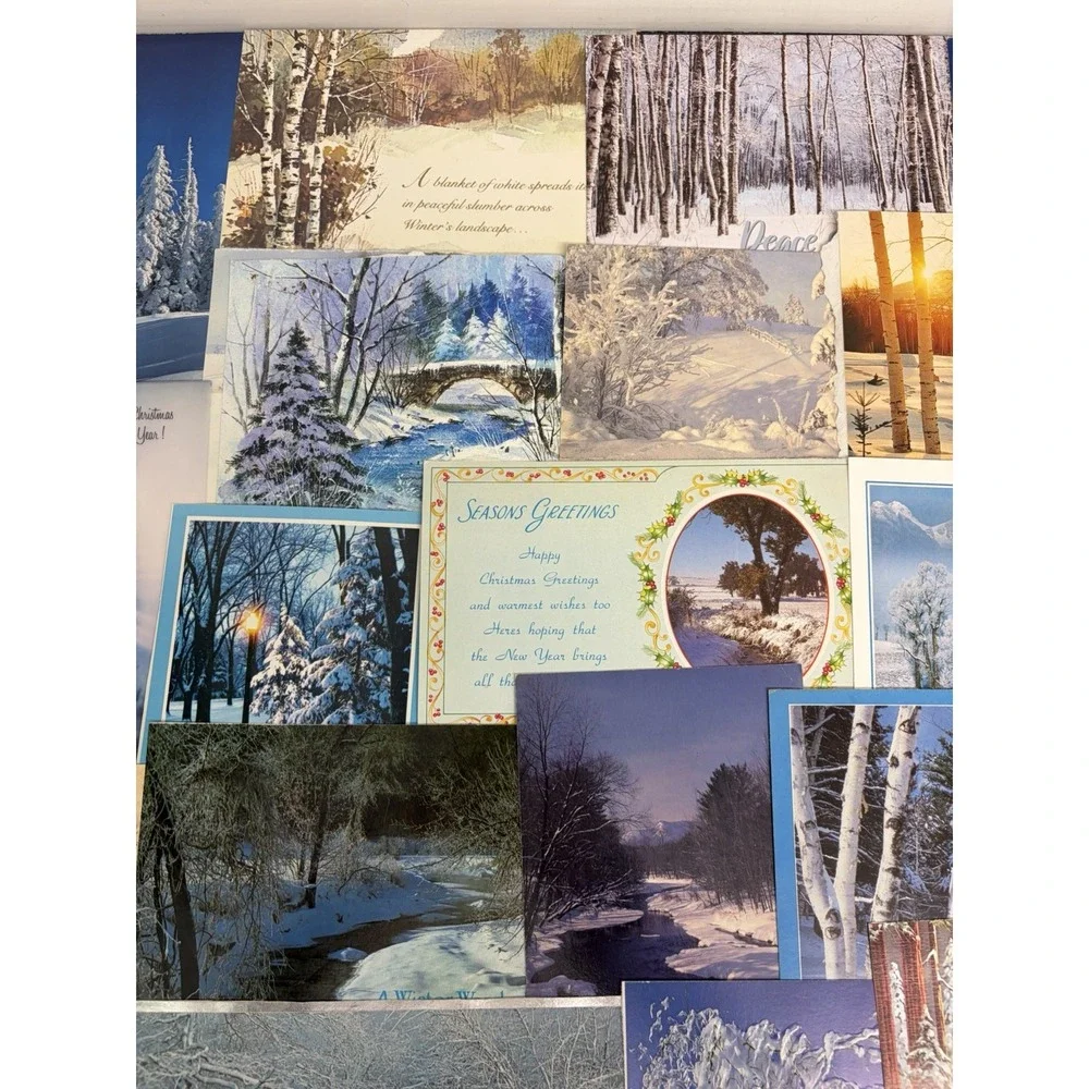 Vintage Christmas Cards Winter Snow Scenery  Fronts ONLY Scrapbooking Crafts 50+